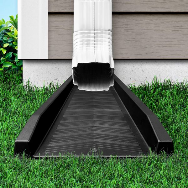 Master Mark Splash Block, Decorative Gutter Downspout Extensions, Splashguard, Foundation Water Diverter, Rain Gutter Guard, Plastic 24” Black (3 Pack)