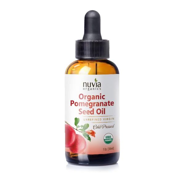 Nuvia Organics Pomegranate Seed Oil, USDA Certified Organic, Cold-Pressed, Unrefined (Virgin); 1oz