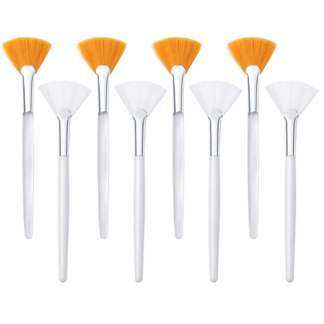 SIOPPKIK 8 Stücke maskenpinsel set Fächer Bürsten Gesicht Applikator Bürste Weiche Fächer Bürsten Säure Applikator Pinsel Kosmetisches Makeup Applikator Werkzeuge für Schlammcreme (Weiß, Braun)