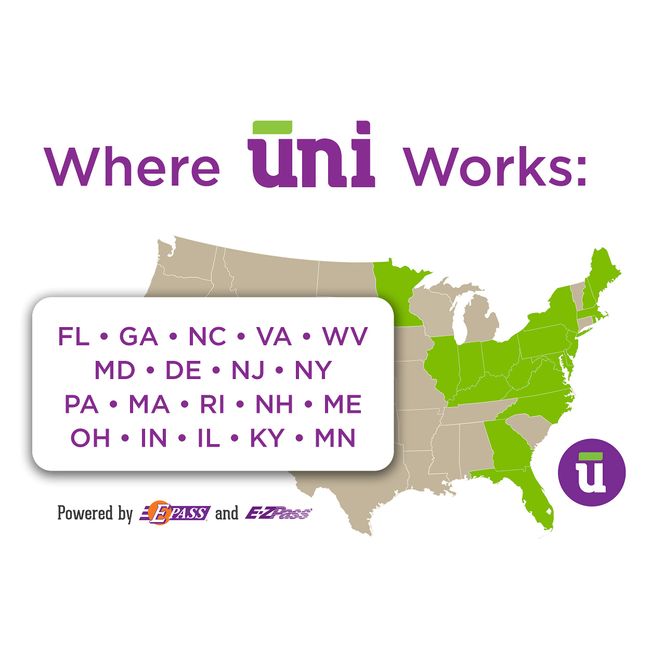 Uni Prepaid Portable Toll Pass, Automatic Payment for Nonstop Travel Through 19 States