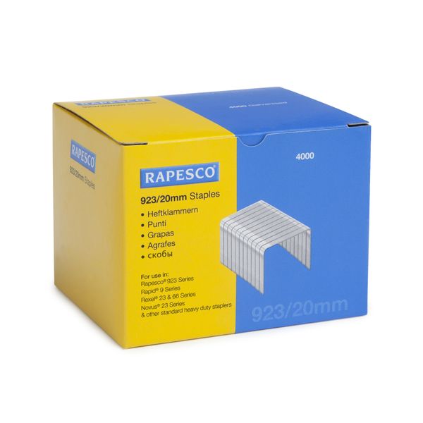 Rapesco S92320Z3 923/20mm Galvanised Staples, Type 23, Box of 4000