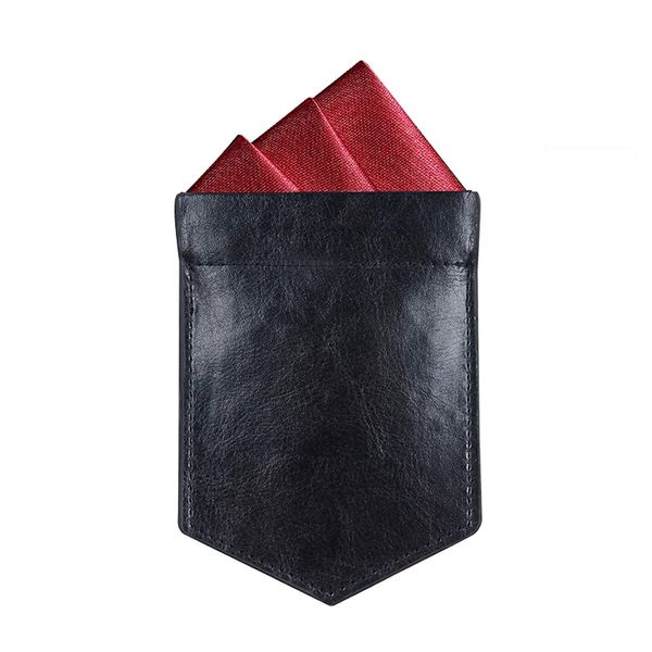 ONLVAN Pocket Square Holder Leather Slim Pocket Square Holder for Men's Suit Handkerchief Keeper (Holder Only)