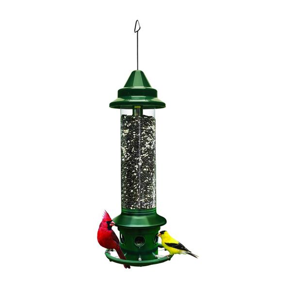 Squirrel Buster Plus Squirrel-proof Bird Feeder w/Cardinal Ring and 6 Feeding Ports, 5.1-pound Seed Capacity, Adjustable, Pole-mountable (POLE ADAPTOR SOLD SEPARATELY), Green