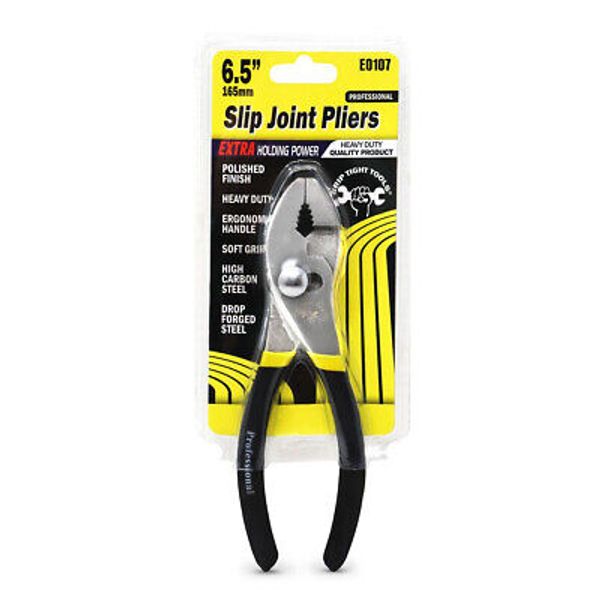 Grip Tight Tools E0107 6 1/2" Slip Joint Pliers Grooved Jaw Soft Grip Handle