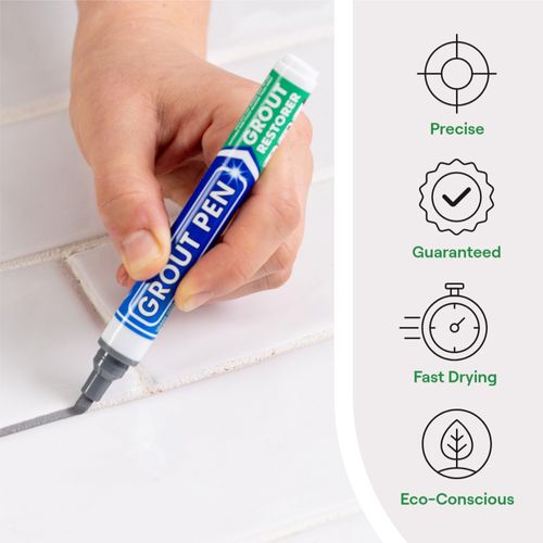 Twin Pack (GREY) Grout Pen - Designed for restoring tile grout in bathrooms & kitchens