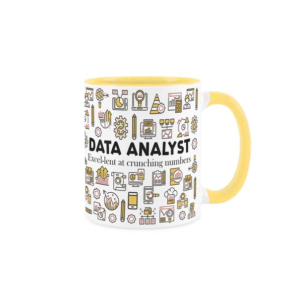 Data Analyst Mug - Novelty IT Statistics Computing Gift - Tea/Coffee Yellow Ceramic Cup Present