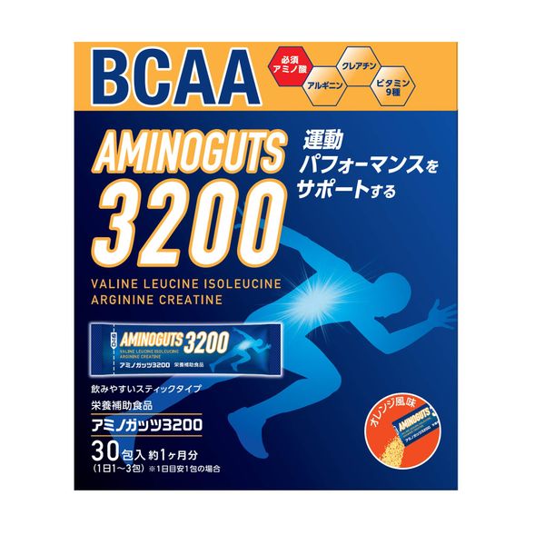 BCAA Exercise Essential Amino Acids, Arginine, Creatine, Vitamins, Stick Type, Amino Gut, 0.1 oz (4.2 g) x 30 Packets