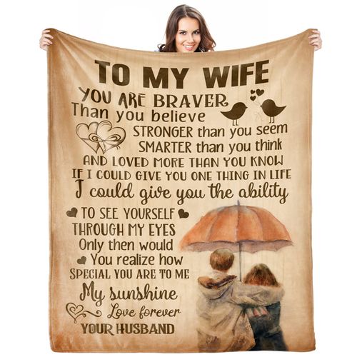 Kitdacnin Anniversary Romantic Gift for Women Her, Mothers Day Birthday Gifts for Wife from Husband, to My Wife Throw Blanket