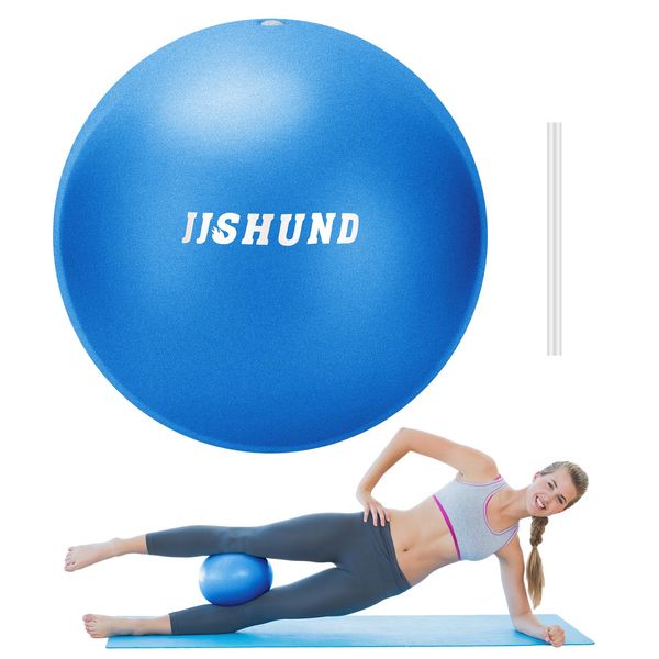 jjshund Pilates Ball, 25 cm Gymnastikball Kleiner Soft Yoga Ball mit Aufblasbarem Strohhalm, Fitnessball für Zuhause Gym Yoga Pilates Fitness Balance Training (Blau)