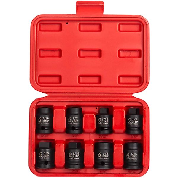 8-Piece CR-MO Steel Socket Set, 1/2-Inch Drive, Pipe Plug, Male/Female, SAE: 7/1