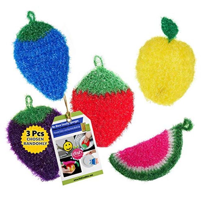 Fun Dish Scrubber by Dish Scrubbie (3PK Mix) - Fruit Shaped