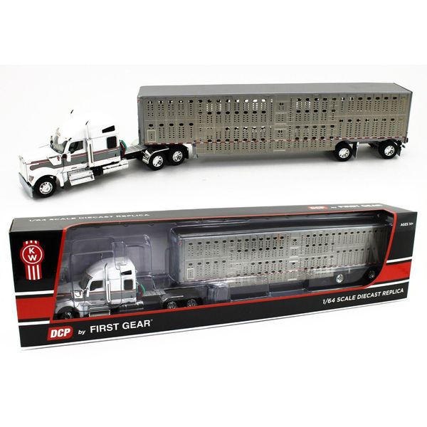 DCP 1:64 *WHITE & SILVER* Kenworth W990 High Roof & WILSON LIVESTOCK TRAILER NIB