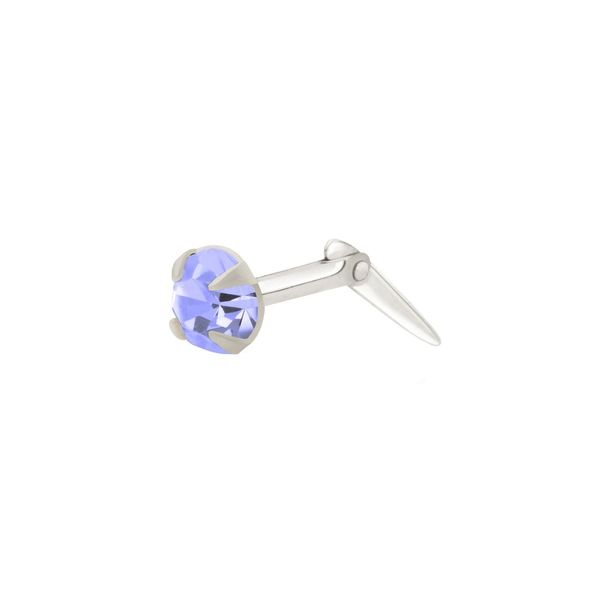 Andralok Sterling Silver 3mm Light Amethyst Nose Stud