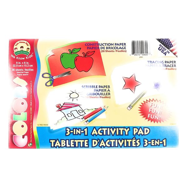 3-in-1 Activity Pad Construction Paper/Tracing Paper/Scribble Paper