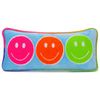 iscream Chenille and Fleece Smiley Face 16" x 6" Rectangular Rainbow Edge Accent Pillow