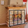 Sliding Door Fireplace Screen, Wrought Iron Mesh Spark Guard Protector for Ba...