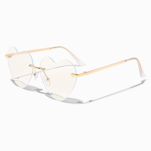 Claire's Solar Blue Light Reducing Heart Shaped Clear Lens Frames (LOC. BR3)