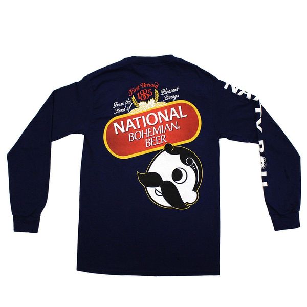 National Bohemian Beer Signature Classic (Navy) / Long Sleeve Shirt - Medium / Blue