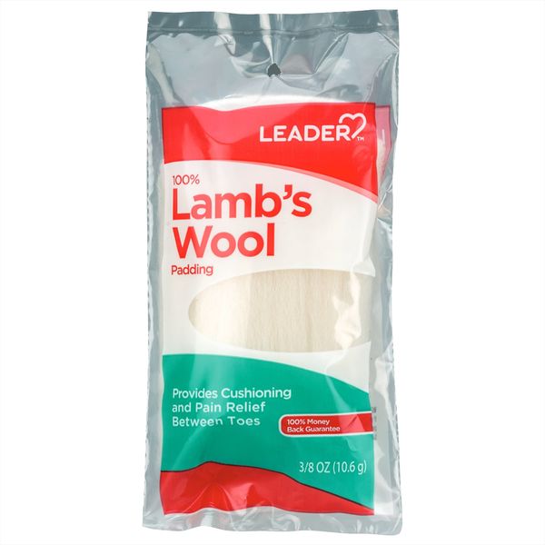 Leader 100% Lambs Wool Padding, Provides Cushioning Comfort and Pain Relief Between Toes, 3/8 oz, 3 Pack