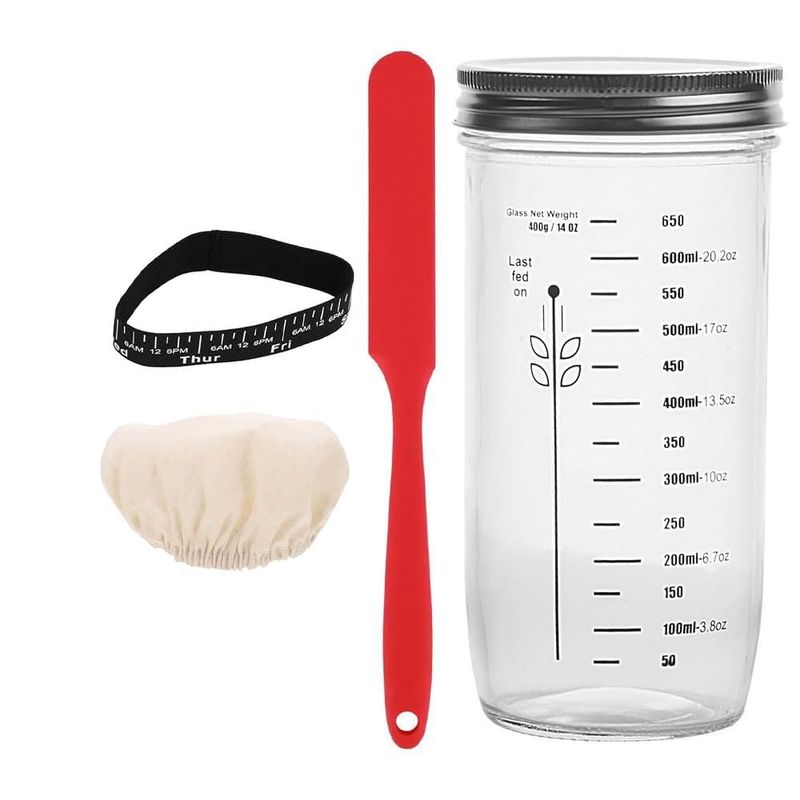 Sarini 730ml Sourdough Fermentation Glass Jar Set Glass Round Jar With ...
