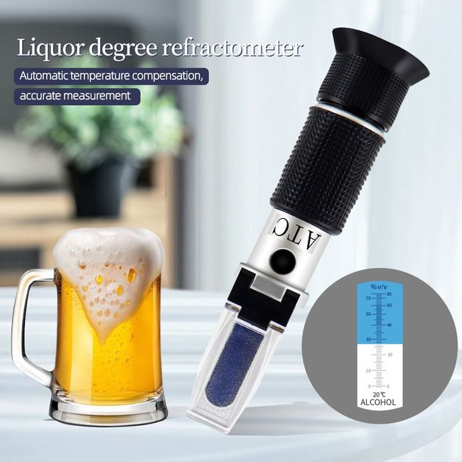 Optics Alcohol Refractometer Automatic Temperature Compensation Alcohol  Meter 0~80% v/v Spirit Alcohol Content Measurement Tool Tester for Alcohol