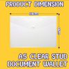 A5 Plastic Wallets Clear Popper Wallet Envelope Folders Transparent School Document Folder Press Stud Wallet Carry File Pockets Plastic Folder Office Files with Button Closure (5)