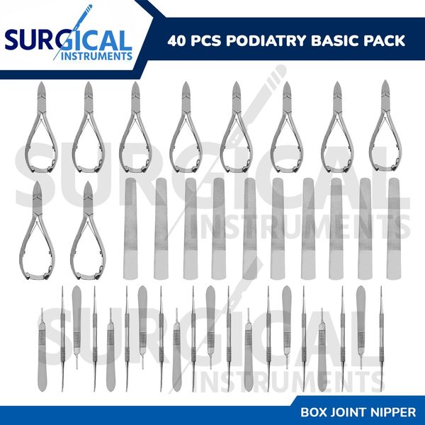 40 Pcs Podiatry Basic Pack Set Box Joint Surgical Instruments Kit German Grade