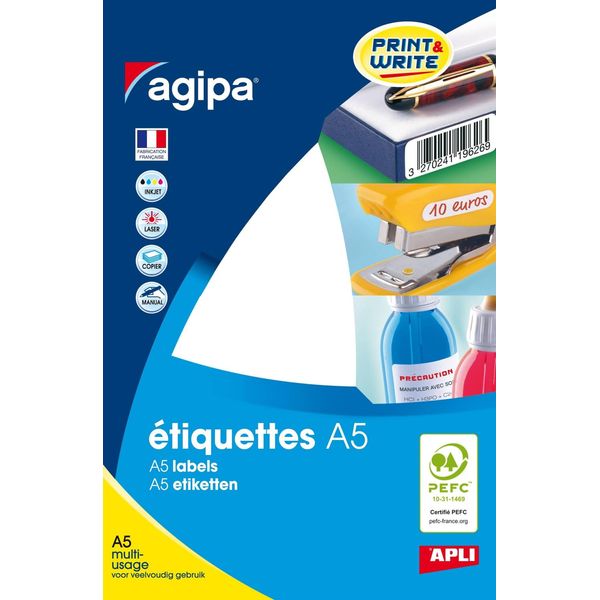 agipa 114034 Universal-Etiketten, 11 x 30 mm, weiß