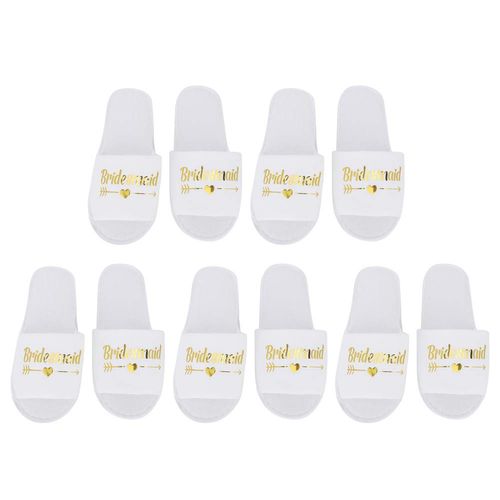 Tissting 5 Pair Bride Bridesmaid Slippers, Cotton Letters Print Disposable Slippers Soft Non Slip for Hotel Wedding Party Photography Props(bridesmaid)