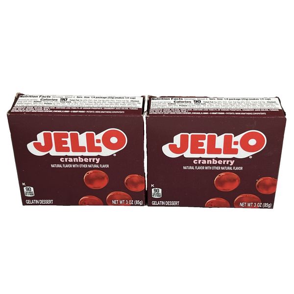 Jello Cranberry Gelatin Dessert 3 oz ( 2 Boxes )