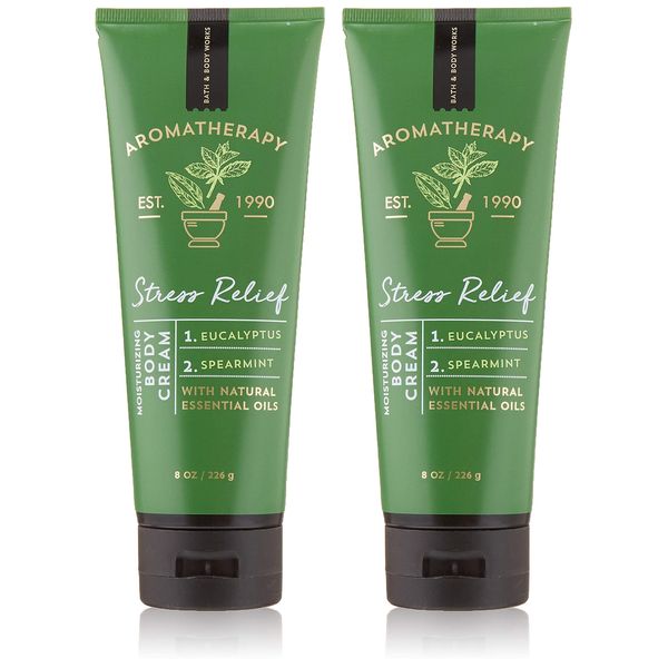 Bath & Body Works Aromatherapy Stress Relief Eucalyptus Spearmint Body Cream 8.0 oz, 226g (2 Pack)