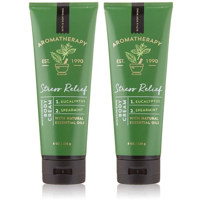 Bath & Body Works Aromatherapy Stress Relief Eucalyptus Spearmint Body Cream 8.0 oz, 226g (2 Pack)