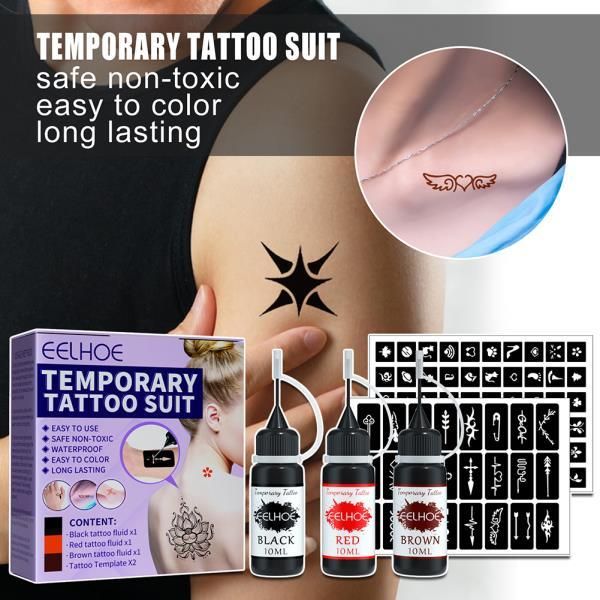 Semi-permanent temporary art painting free stencils, fake freckles, waterproof tattoos, easy storage kit