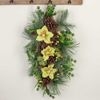 25" Sparkling Artificial Pine and Helleborus Teardrop Swag Decor