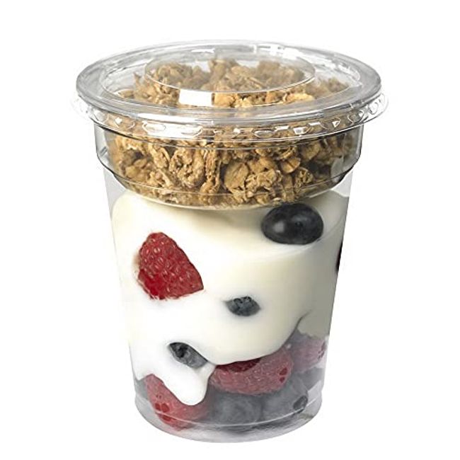 50 Pack 5 Oz Dessert Cups with Dome Lids and Spoons Mini Parfait Cups Clear  Plas