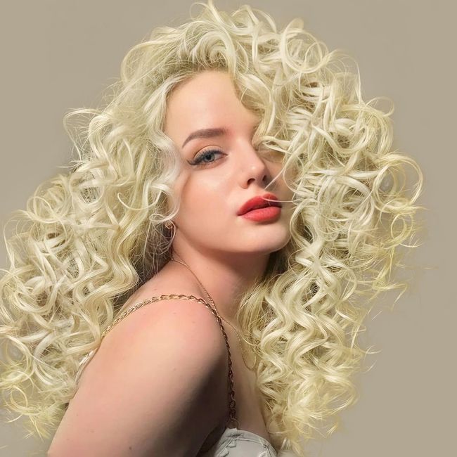 Limerence Blonde Curly Wig 24Inch Long Hair Wigs for Women Middle Part Wavy Wig Synthetic Wig Heat Resistant Wig Realistic Wig Natural Hair Wig for Party Daily Use