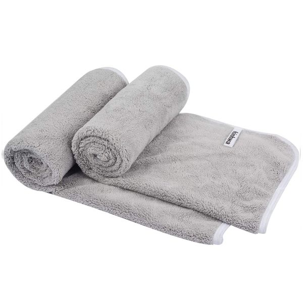 KinHwa Microfibre Hand Towels for Bathroom Super Soft Absorbent Bathroom Towels 40x76 Cm Luxury Thick Quick Dry Bath Towel 2 Pack Light-Grey