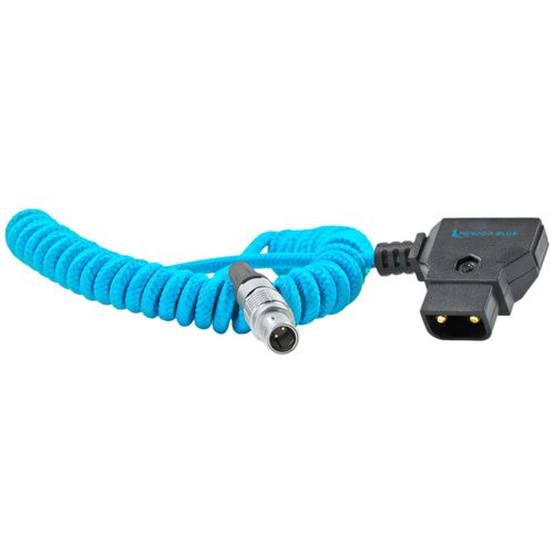 KONDOR BLUE | Coiled D-TAP to LEMO 2 Pin 0B Male Power Cable | Compatible with Pyxis, Teradek, Bolt, Z CAM, EVF, ARRI, RED, Paralinx, Preston, Switronix, SmallHD, & More | Blue