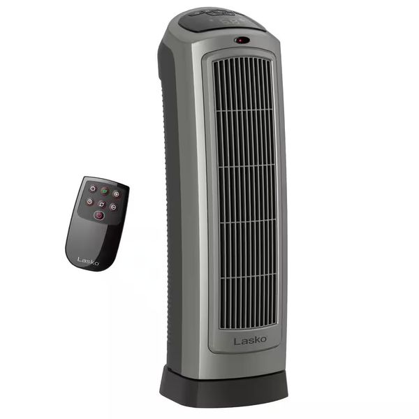 1500W 22 In. Gray Electric Tower Ceramic Space Heater with Digital Display, Ther