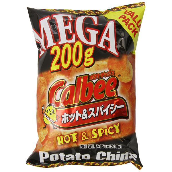 Calbee Mega Potato Chips, Hot & Spicy, 7 oz