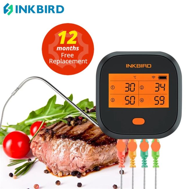 Inkbird WiFi Grill Meat Thermometer, Wireless Barbecue Meat Thermometer  Temperature Alarm for Oven 