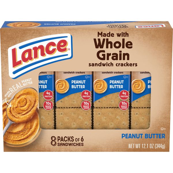 Lance Sandwich Crackers, Made with Whole Grain Crackers, Peanut Butter, 8 Individual Packs