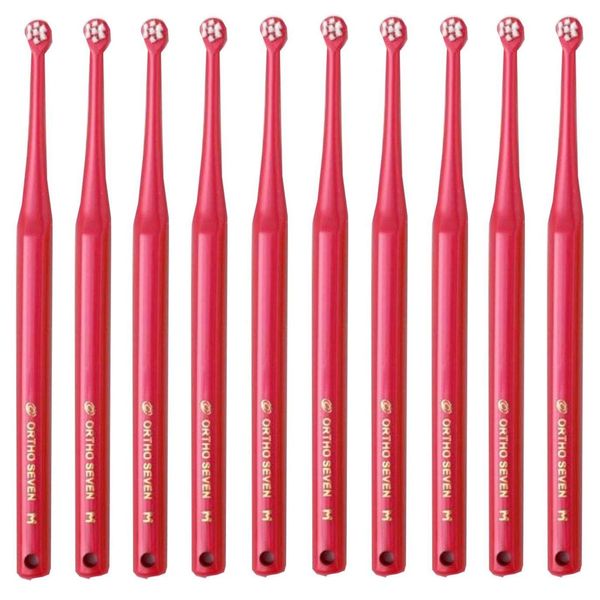 Ortho7 Ortho7 Orthodontic Toothbrush, 10 Pieces (Pearl Red)