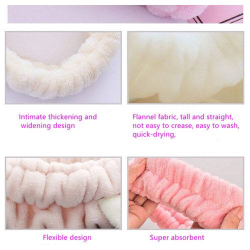Makeup Headband Women's Cute Rabbit Ears Makeup Fashion Plush Hairband Fashion Cute Fluffy Elastic Makeup Headband Hairband for Shower, Face Washing, Facial Mask, Spa, Cosplay, Party (Purple)