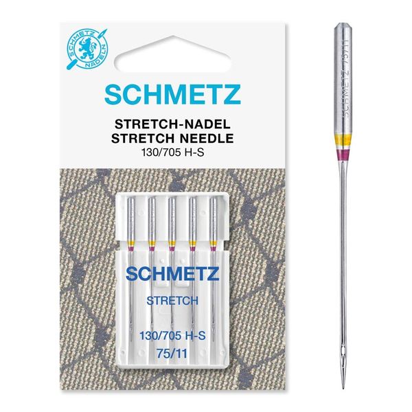 SCHMETZ Domestic Sewing Machine Needles | 5 Stretch Needles | 130/705 H-S | Needle Size 75/11 | Can be Used on Almost Conventional Household Sewing Machines