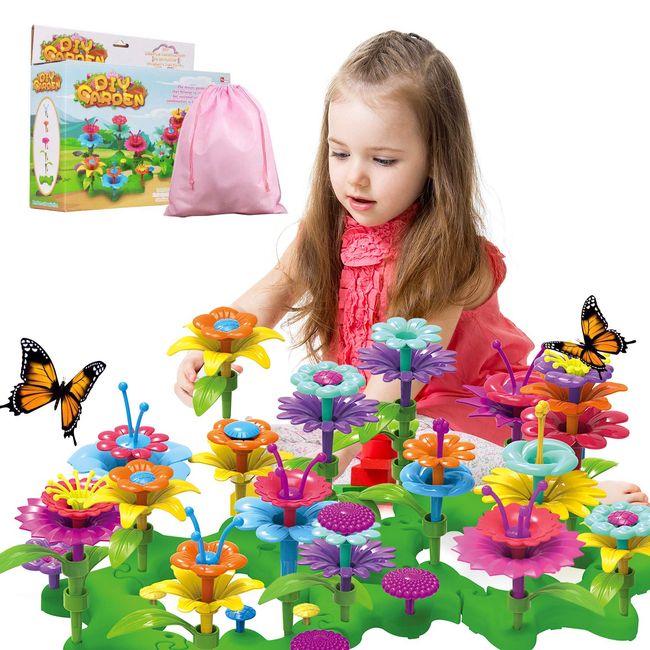 Girls Toys Flower Garden Building Toys for 3 4 5 6 Years Old Girls and Boys Toddlers Kids Gifts for 3+ Years Old Birthday Christmas Building Block Toys for Indoor &Outdoor Education Stem Toys-98PCS