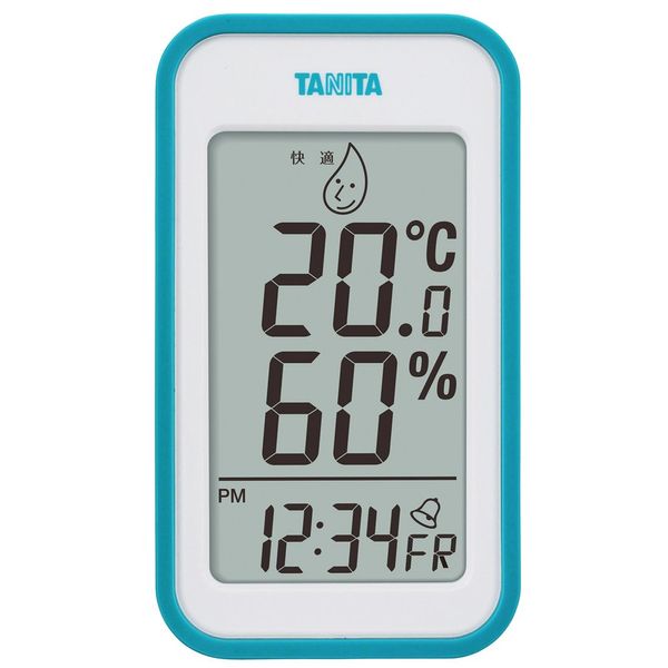 Tanita TT-559 BL Digital Thermometer/Hygrometer Clock, Calendar, Alarm, Temperature, Humidity, Wall Mount, Desktop, Magnetic, Blue