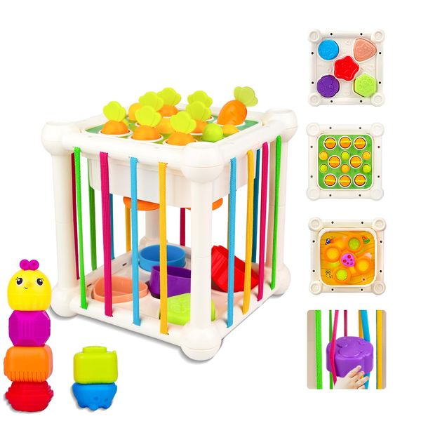 BYFWH 6 in 1 Montessori Learning Activity Cube Baby Toys,Sensory Educational Toys for Toddlers 18-48 Months Educational Learning Activities, Busy Cube Activity Table for 1 Year Old