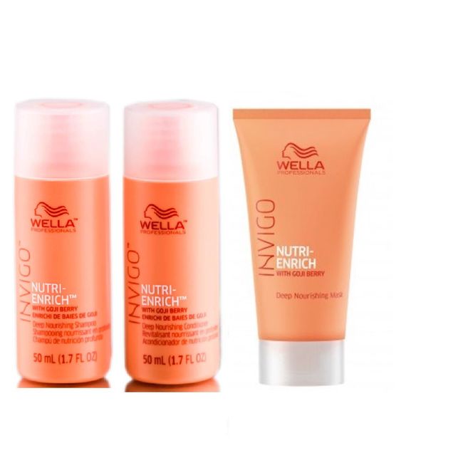 Wella Invigo Nutri-Enrich Shampoo 1.7oz Conditioner 1.7oz Mask 1oz Travel Trio