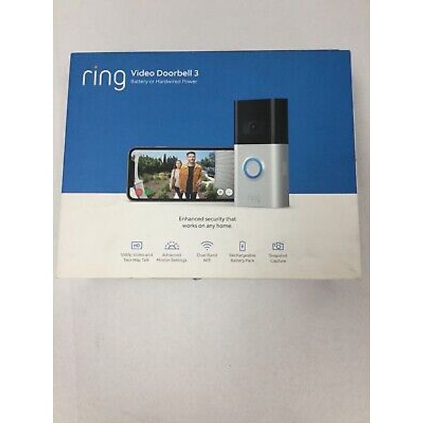 Ring Video Doorbell 3 Satin Nickel Motion Security Camera Wireless (J1)